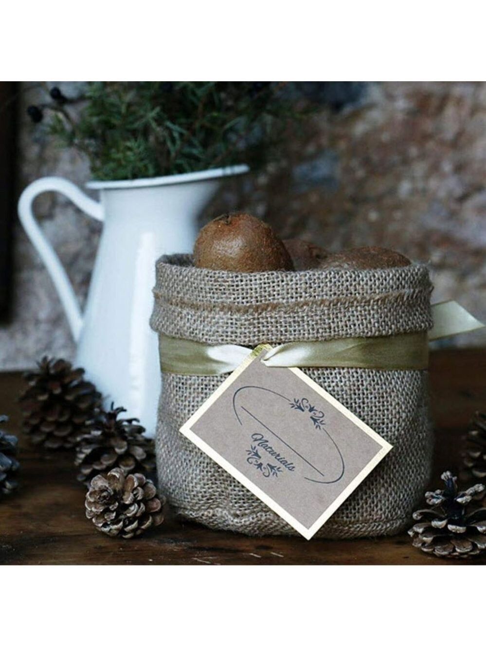 5 Rustic Jute Burlap bags boho